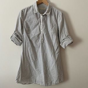 Valencia dress blue and white striped LS 1/2 button down medium